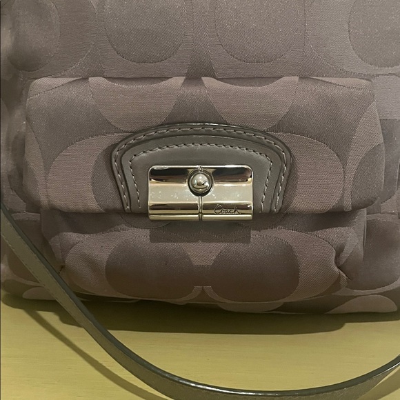 COACH Shimmery Taupe Signature Logo Shoulder Bag/Crossbody - Picture 4 of 14